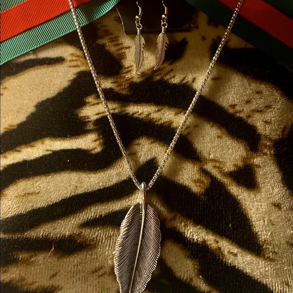 juego de collar y aretes,plateado,Sz Largo,